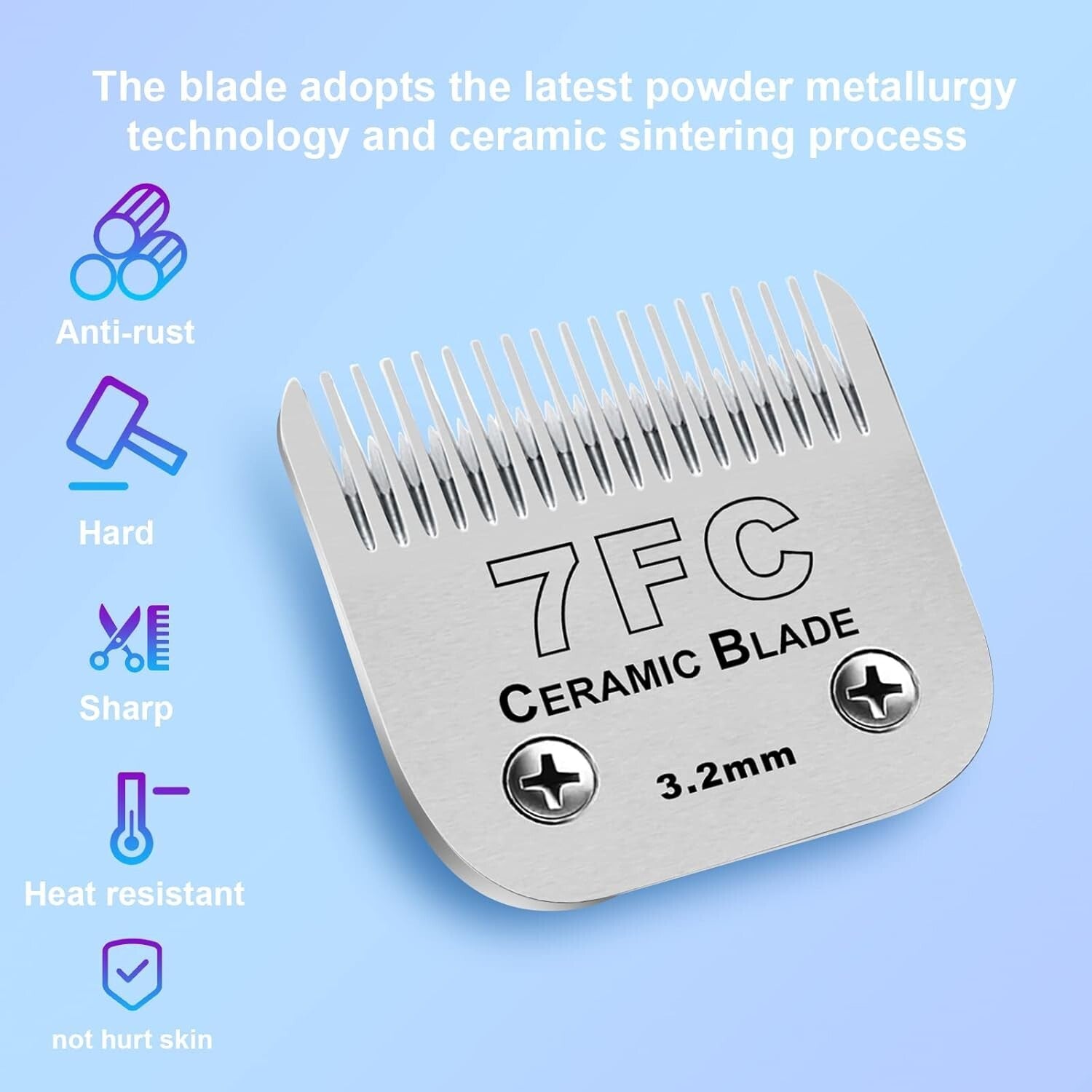 Premium Detachable Dog Grooming Clipper Blades 3FC to 7FC - Lightweight Set