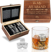 Load image into Gallery viewer, Whisky Glass Set with Stainless Steel Stones and Coasters - Ideal Romantic Gift