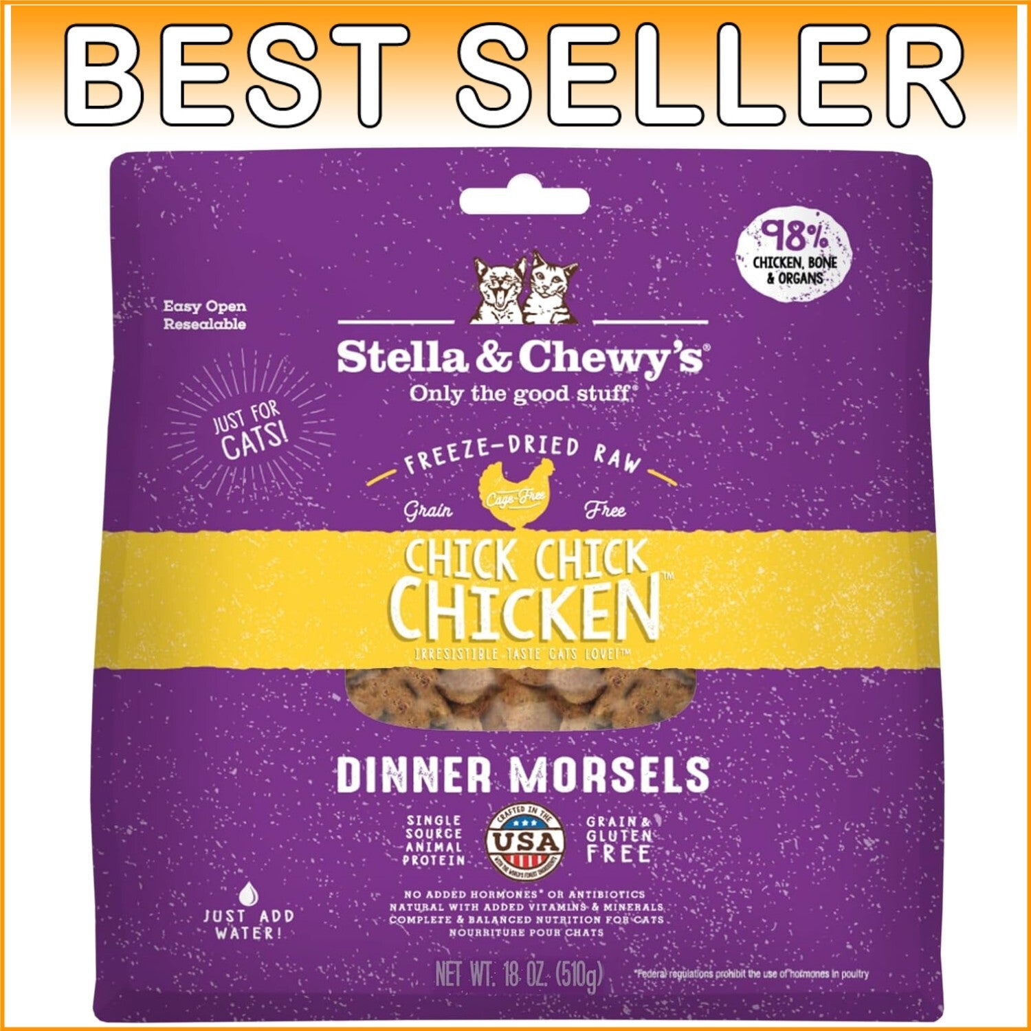 Complete Nutrition Morsels - Freeze-Dried Raw Chicken for Cats & Kittens, 18 oz