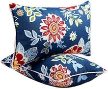Load image into Gallery viewer, Decorative Outdoor Lumbar Pillows - Set of 2, 12x20 Inches, Big Blue Flower