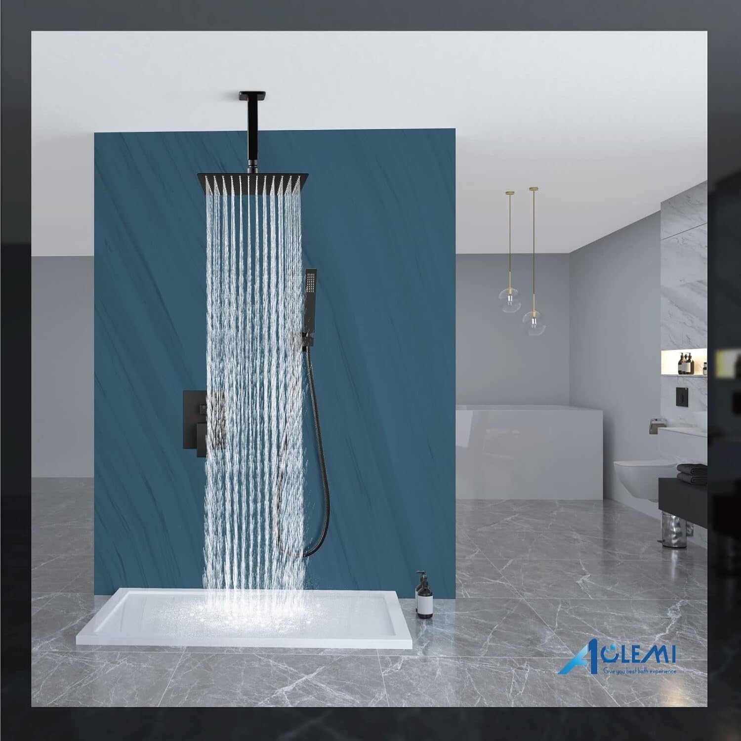 Elegant Matte Black Rain Shower Set with Handheld Spray – Premium High Pressure