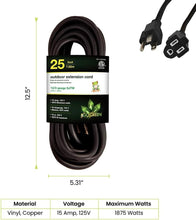 Load image into Gallery viewer, Reliable 12/3 SJTW 25ft Heavy Duty Extension Cord for Indoor and Outdoor Use