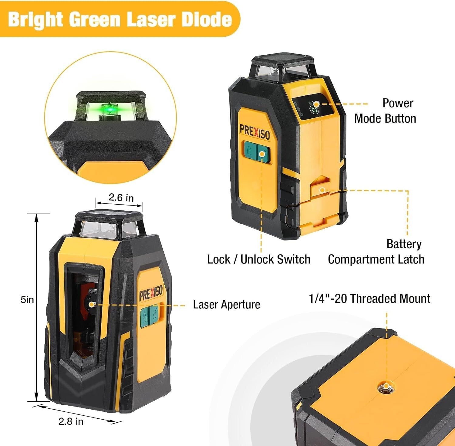 Bright Green 360° Laser Level with Tripod & Boxed Accessories for Accuracy