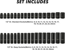 Load image into Gallery viewer, Versatile Impact Socket Set: 70 Pieces with Ratchet &amp; Adapters - 1/2-Inch Drive