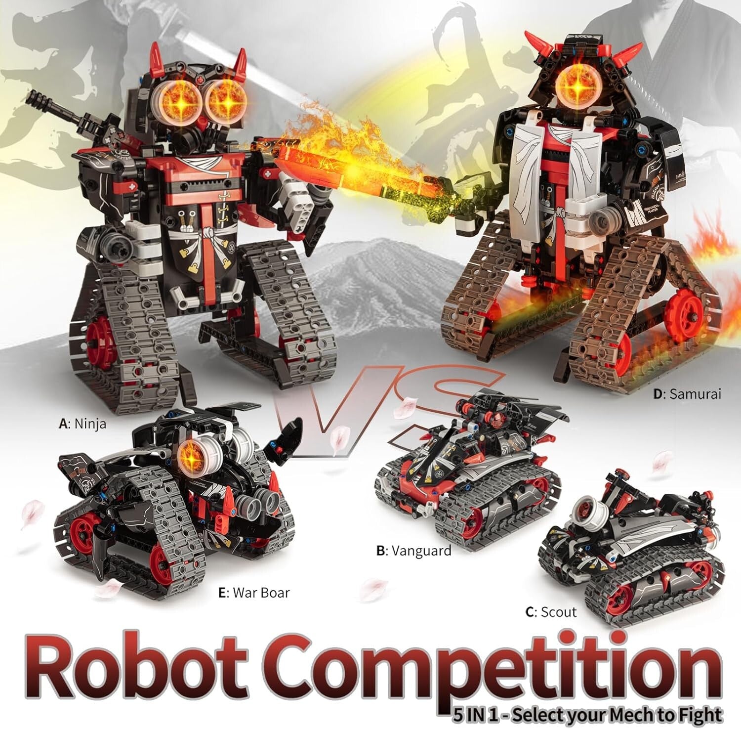 Educational 5-In-1 RC Robot Kit: Samurai & Ninja Building Blocks for Ages 6-12