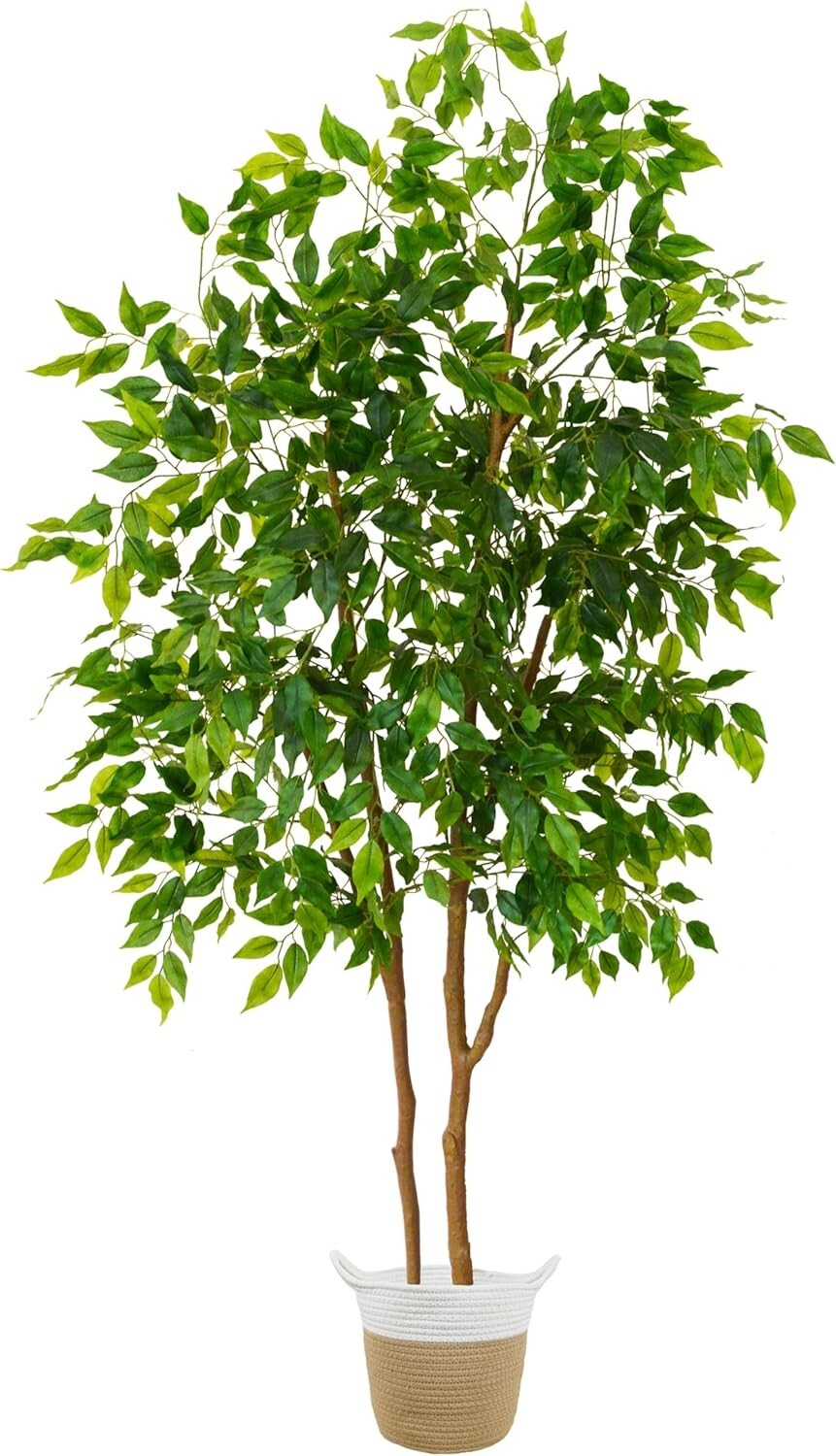 Faux Ficus Tree with Basket: 6ft Indoor & Outdoor Plant for All Seasons