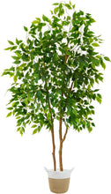 Load image into Gallery viewer, Faux Ficus Tree with Basket: 6ft Indoor &amp; Outdoor Plant for All Seasons