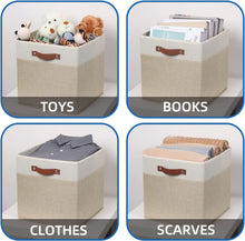 Load image into Gallery viewer, Stylish 13 Inch Cube Storage Bins with Soft Lining and Durable Leather Handles