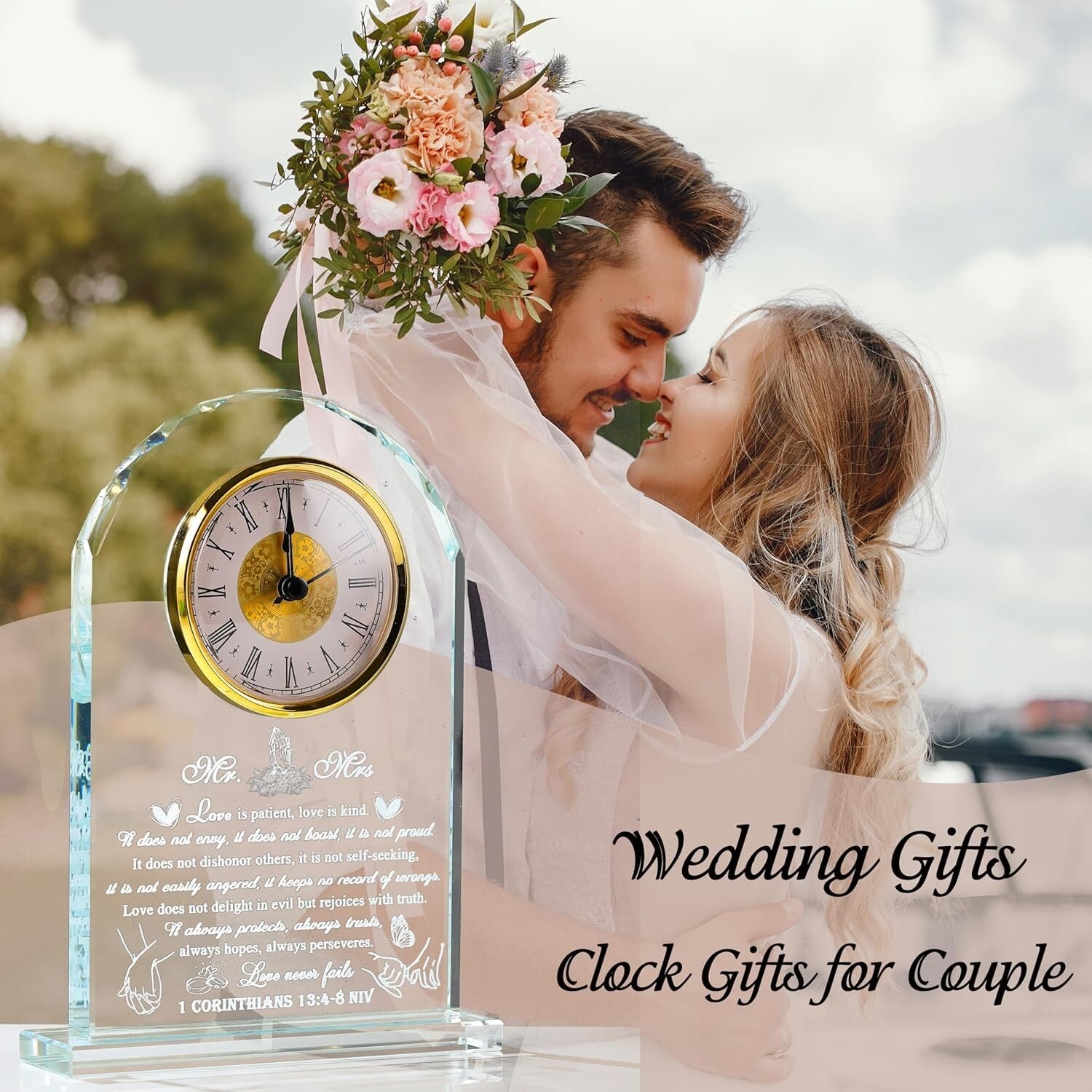 Battery-Powered Quartz Crystal Clock - Heartfelt Wedding Gift for Newlyweds
