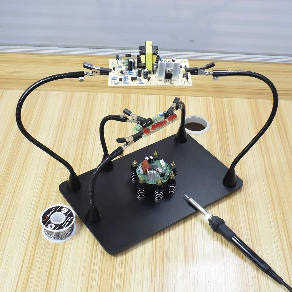 Versatile DIY Soldering Station: 5 Arms with Secure Alligator Clips and Holders