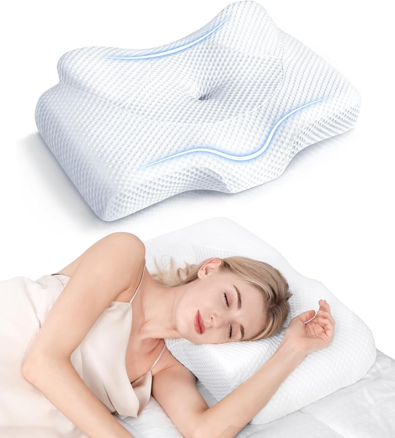 Adjustable Memory Foam Cervical Pillow - Ideal for Side, Back & Stomach Sleepers