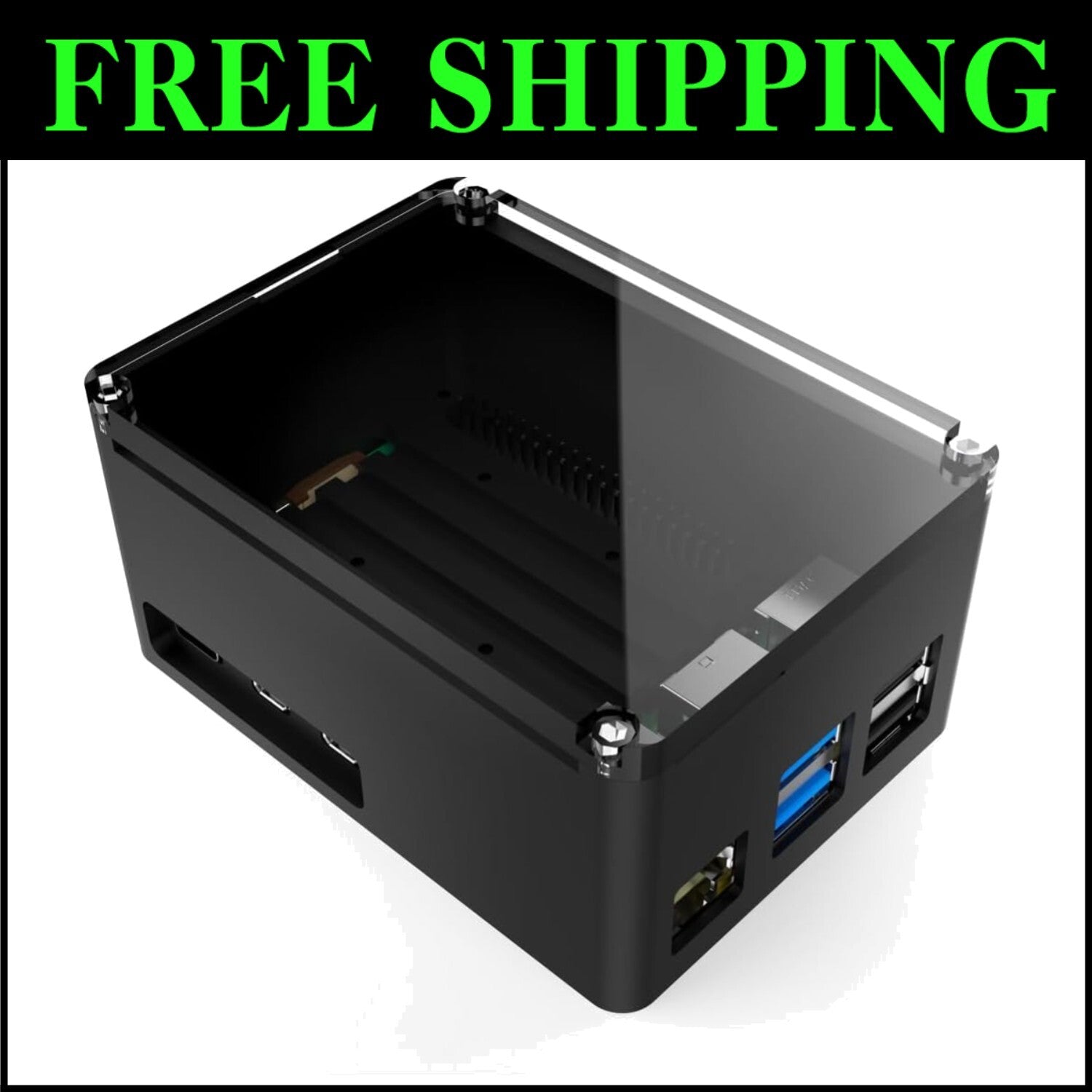 Compact Aluminum Raspberry Pi 5 Case - Silent Cooling with Silicone Thermal Pads
