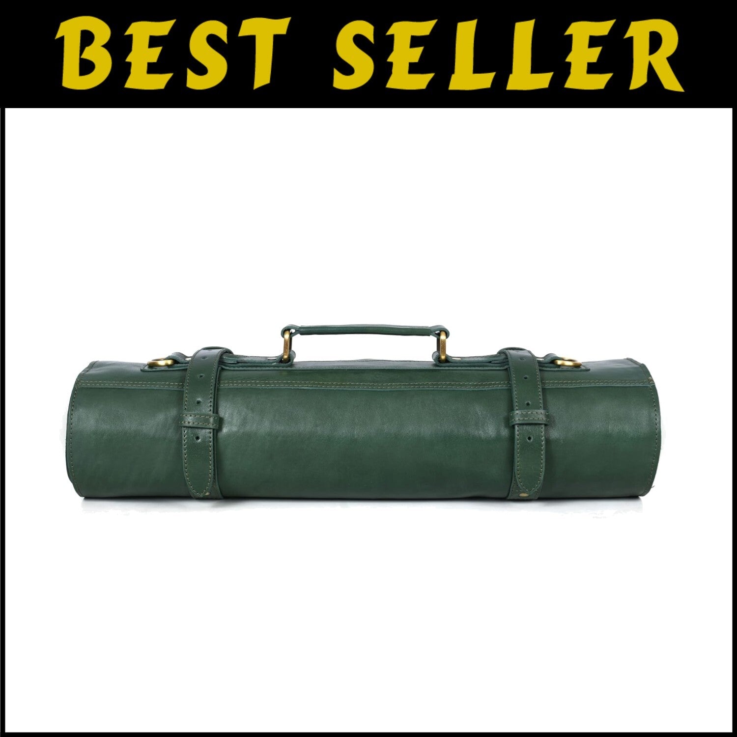 Handcrafted Leather Knife Roll with 10 Slots and Elegant Zipper Pouch for Chefs