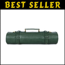 Load image into Gallery viewer, Handcrafted Leather Knife Roll with 10 Slots and Elegant Zipper Pouch for Chefs