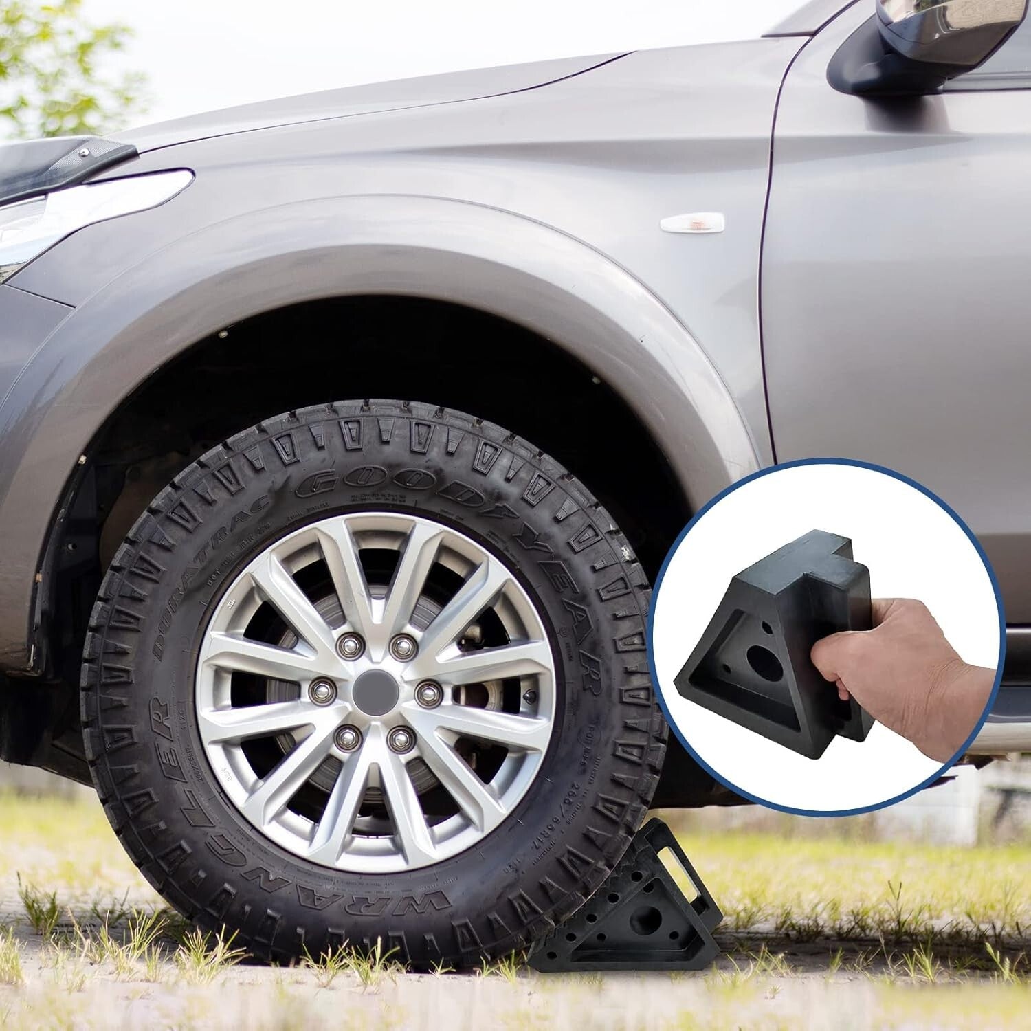 Durable Triangle Design Rubber Wheel Chocks - 4 Pack for Ultimate Stability