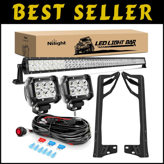 Bright 52-Inch LED Light Bar with 2 Pods & Mounting Bracket for Jeep JK Owners