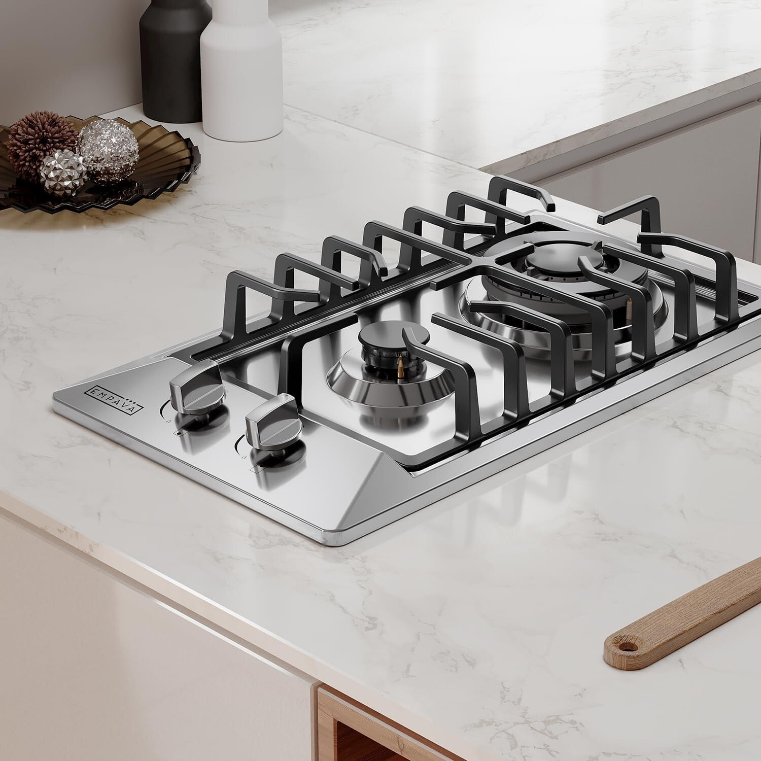 2 Burner Gas Stove - Italy Sabaf Stainless Steel Cooktop for Outdoor & RV