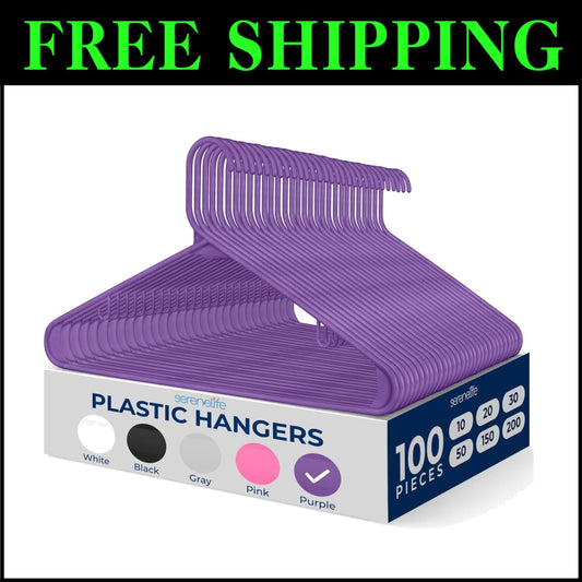 Ultra-Thin Non-Slip Plastic Hangers - 100 Pack for Efficient Closet Organization
