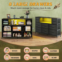 Load image into Gallery viewer, Stylish Charcoal Black 8-Drawer Dresser for Living Room &amp; Bedroom with USB Ports