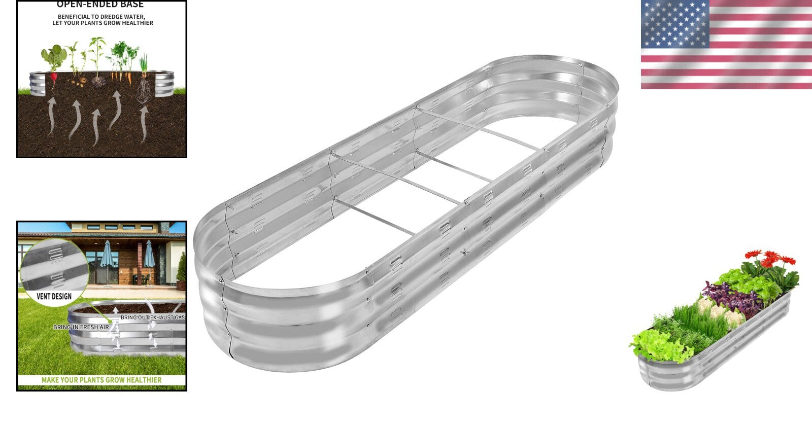 Modern Raised Garden Bed Kit in Galvanized Metal for Easy Vegetable Gardening