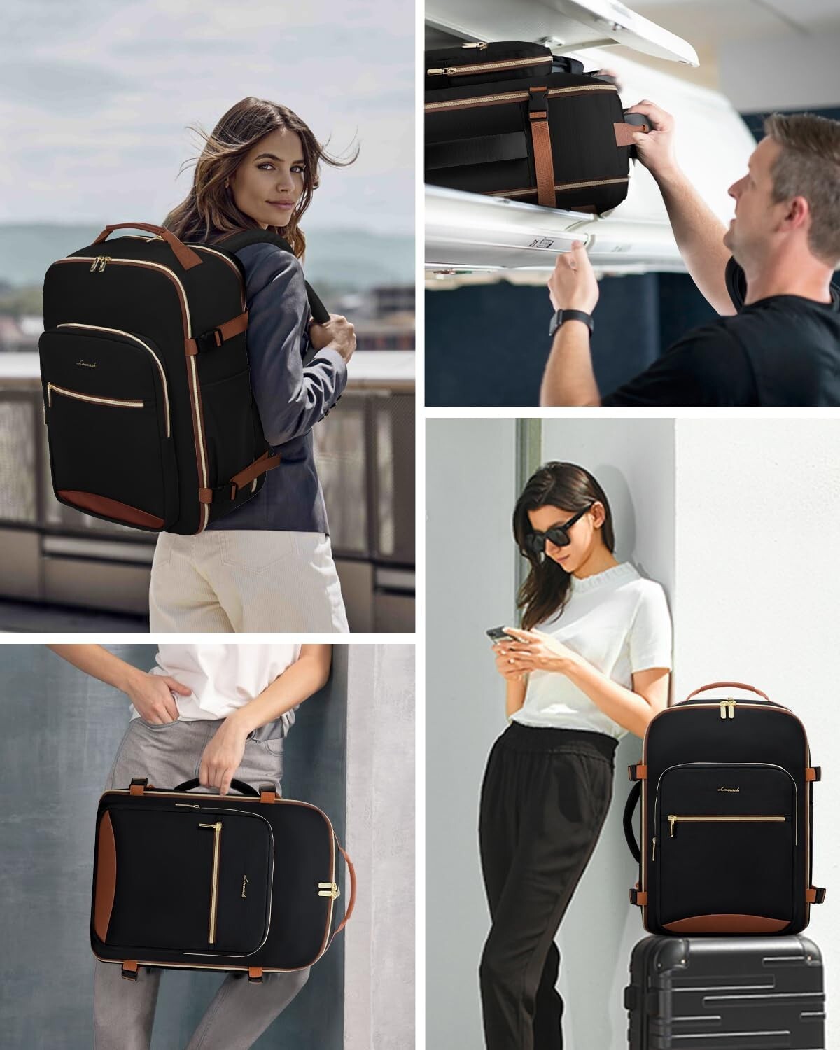 Waterproof Travel Backpack for Men & Women with 3 Packing Cubes - 40L Size