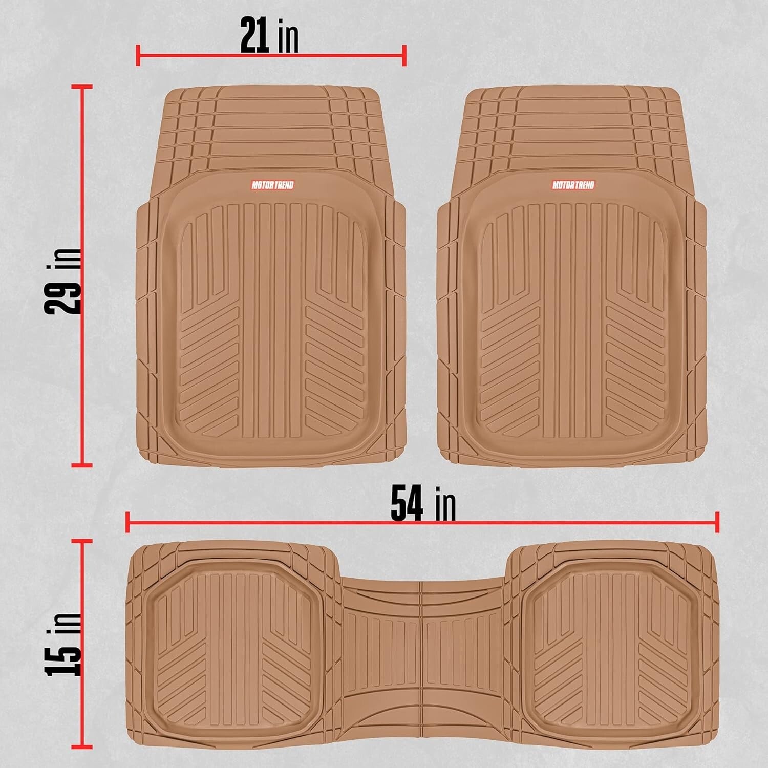 FlexToughXL Heavy-Duty Floor Mats - Universal Fit for Cars & SUVs - Beige