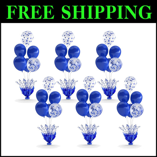 Six Royal Blue Table Balloon Centerpieces – Easy Setup for Every Festivity