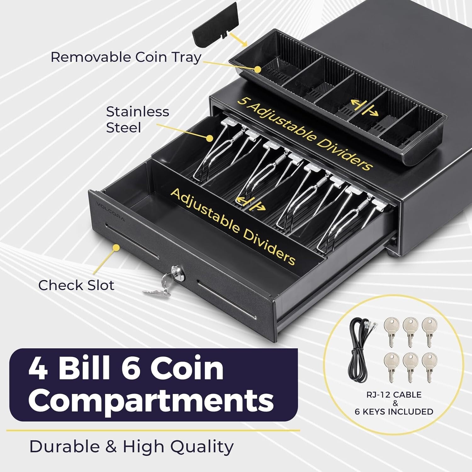 Versatile 13" POS Cash Drawer - 24V, Key-Lock, Ideal for Small Businesses
