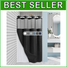 Load image into Gallery viewer, Spa-Like Experience Black Shower Curtain with Adjustable Snap Liner, 60W x 74H