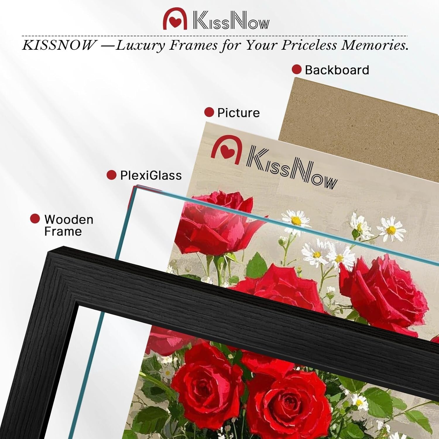 Versatile 11x17 Wooden Frames - Textured Black, Vertical & Horizontal Display