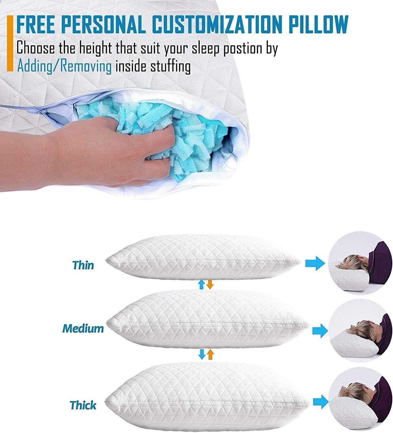 Cooling Adjustable King Size Memory Foam Pillows - Soft Support for All Sleepers