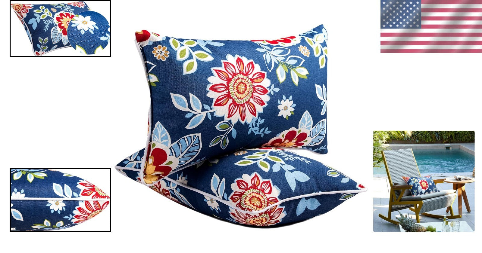 Elegant Waterproof Outdoor Throw Pillows Set of 2 - 12x20 Inch Lumbar Cushions