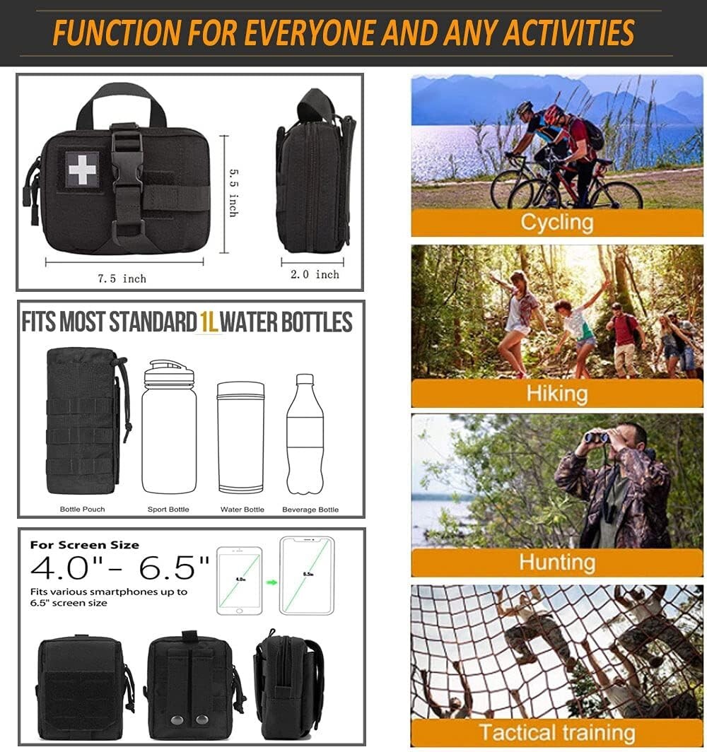 Universal MOLLE Tactical Seat Back Organizer - Durable Khaki Pouches Included