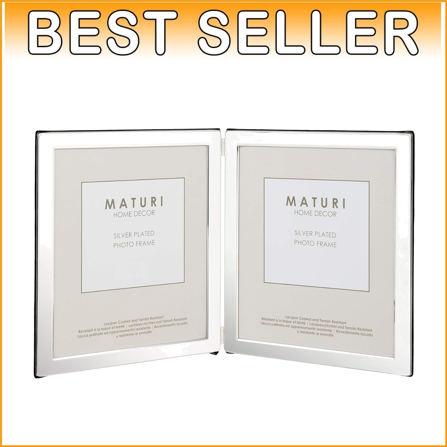 Velvet-Backed Silver Plated Double Picture Frame - 8 x 10, Ideal Gift Option