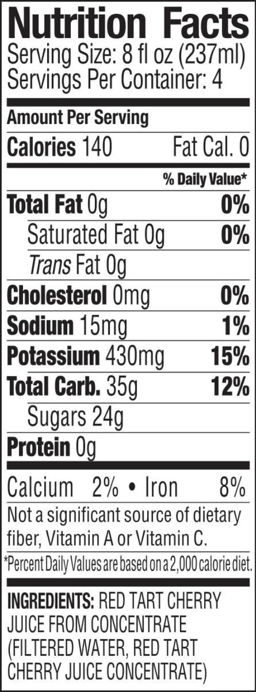 All-Natural 100% Tart Cherry Juice - 233 Cherries in Each 32 Fl Oz Bottle