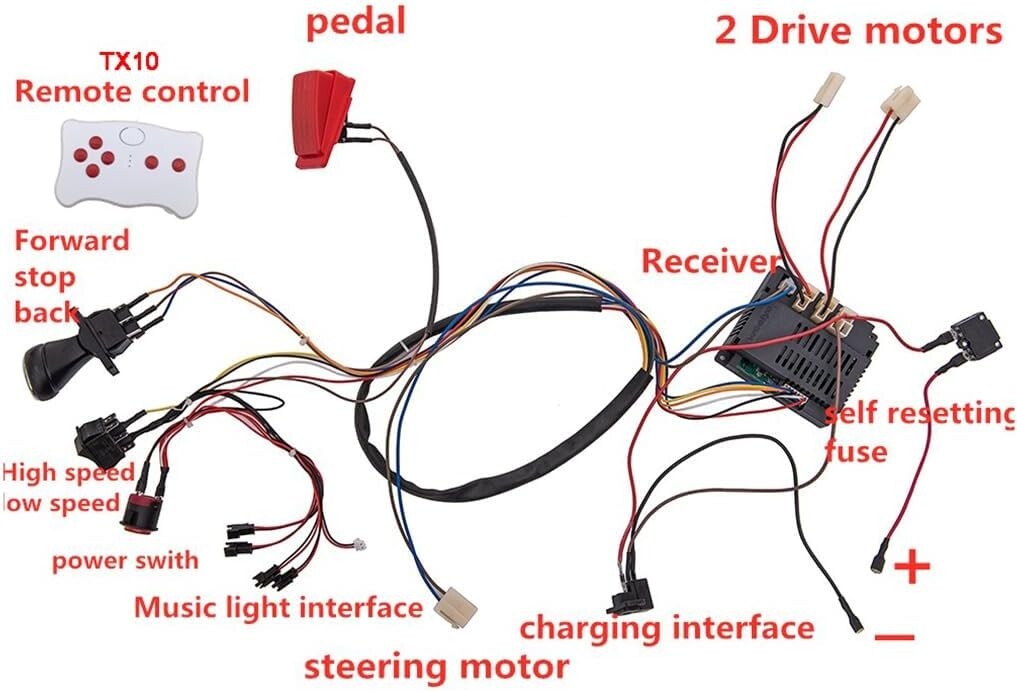 Complete 12V Kids Electric Car DIY Modification Kit with 2.4G Remote Control
