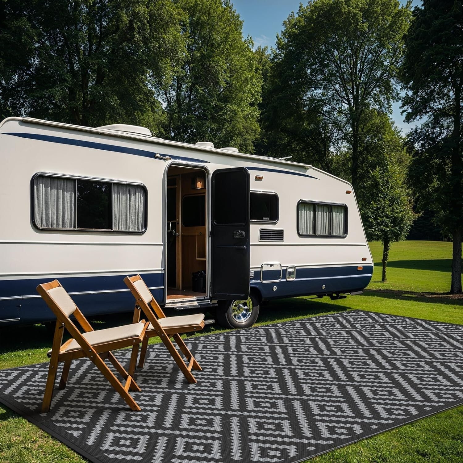 10x14 Waterproof Reversible Plastic Mat - Perfect for Patios and Camping