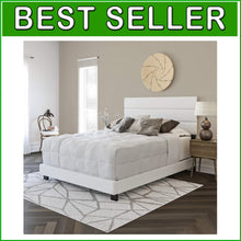 Load image into Gallery viewer, Contemporary Full Size Platform Bed Frame with Faux Leather Headboard - White