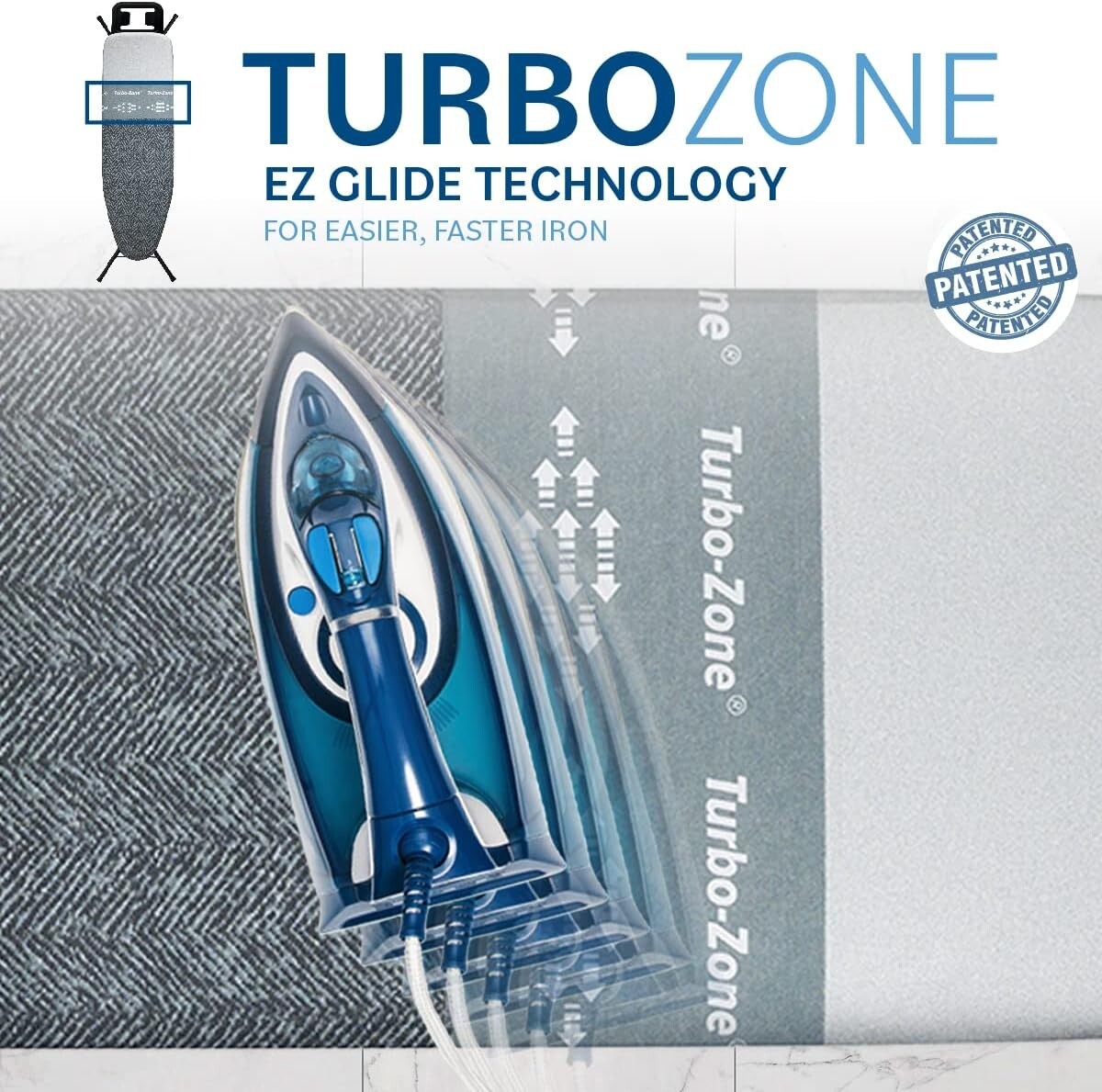 Elegant Ironing Board with Heavy-Duty Legs & Patented Features for Quick Ironing