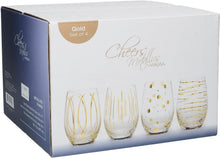 Load image into Gallery viewer, Luxurious Gold Etched Stemless Wine Glasses, Set of 4 - Perfect for Gatherings
