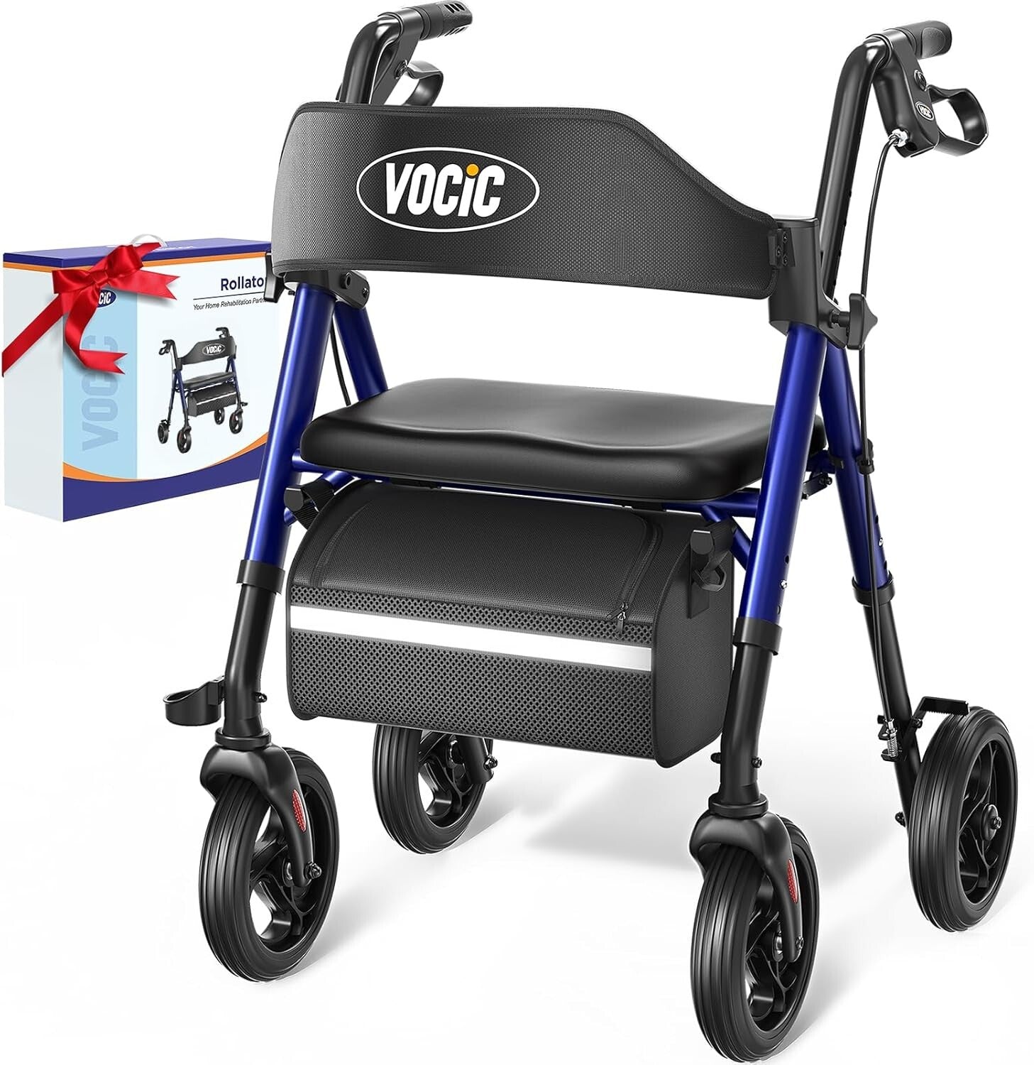 Lightweight Aluminum Walker for Seniors - Foldable, Adjustable Height & Storage
