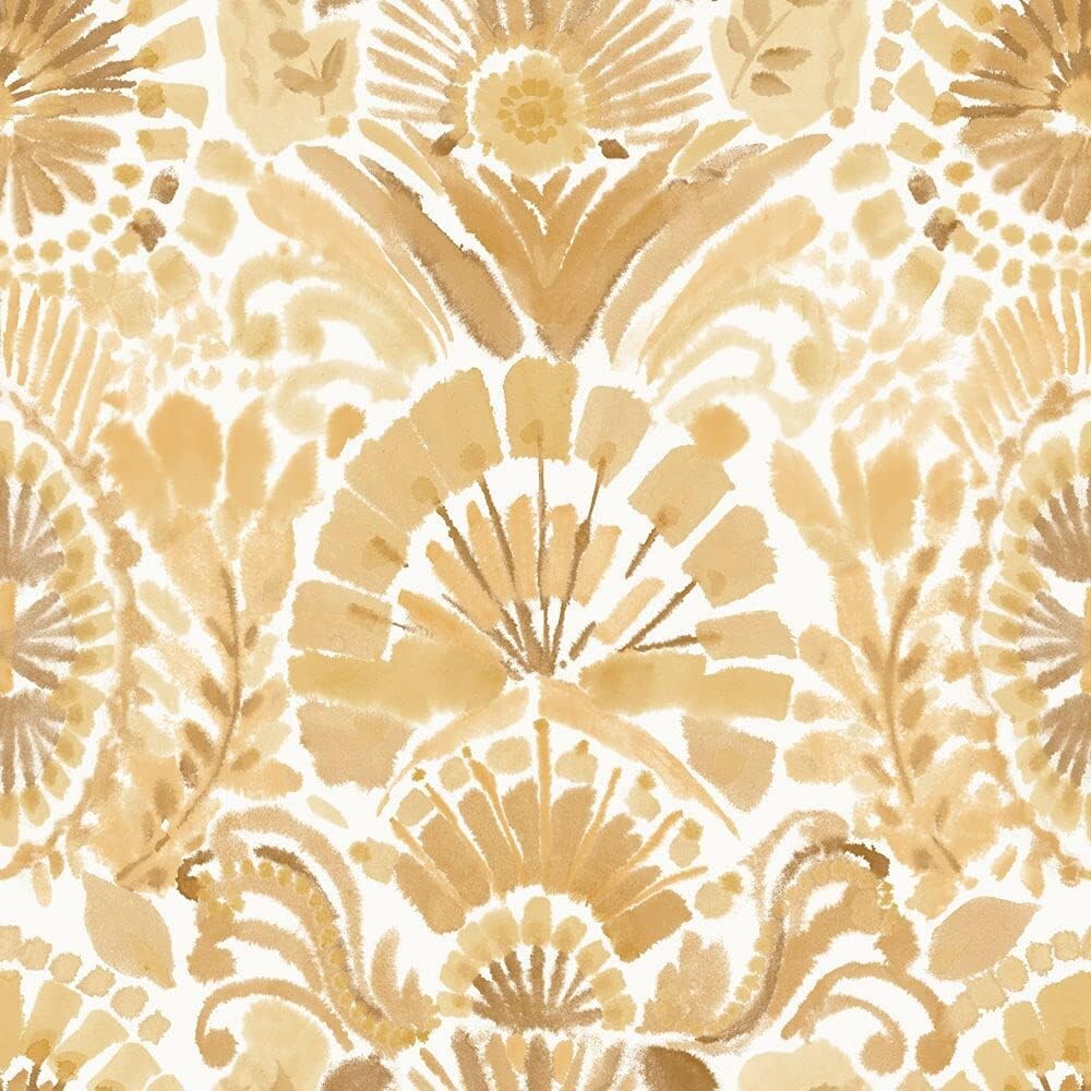 20.5 x 16.5 ft Bohemian Peel and Stick Wallpaper in Radiant Saffron Damask