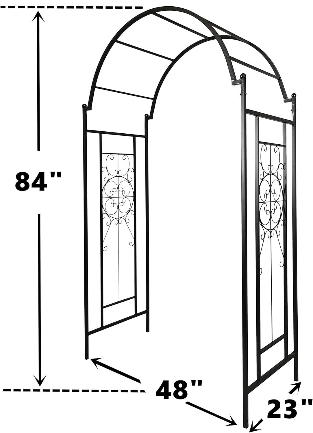 Intricate Black Archway Trellis for Climbing Plants - Weather-Resistant