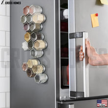 Load image into Gallery viewer, Magnetic Airtight Spice Jar Set - 20 Hexagonal Glass Containers with Labels