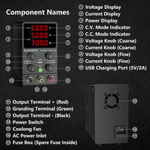Load image into Gallery viewer, Variable 300W DC Power Supply with 4-Digit LED Display and Coarse Adjustment