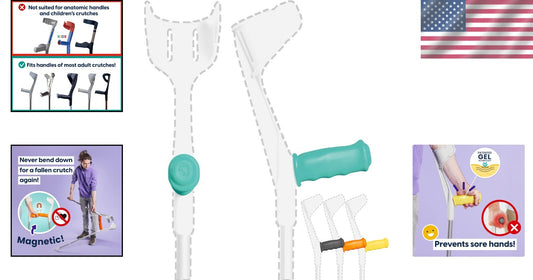 Ergonomic Crutch Handle Grips with Easy-Clean Silicone - Set of 2, Prevent Falls