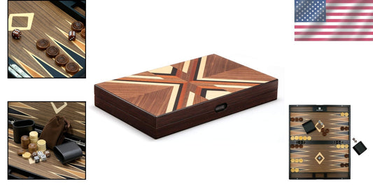 Deluxe 15-Inch Folding Backgammon Set - Walnut Mahogany & Hand-Crafted Design