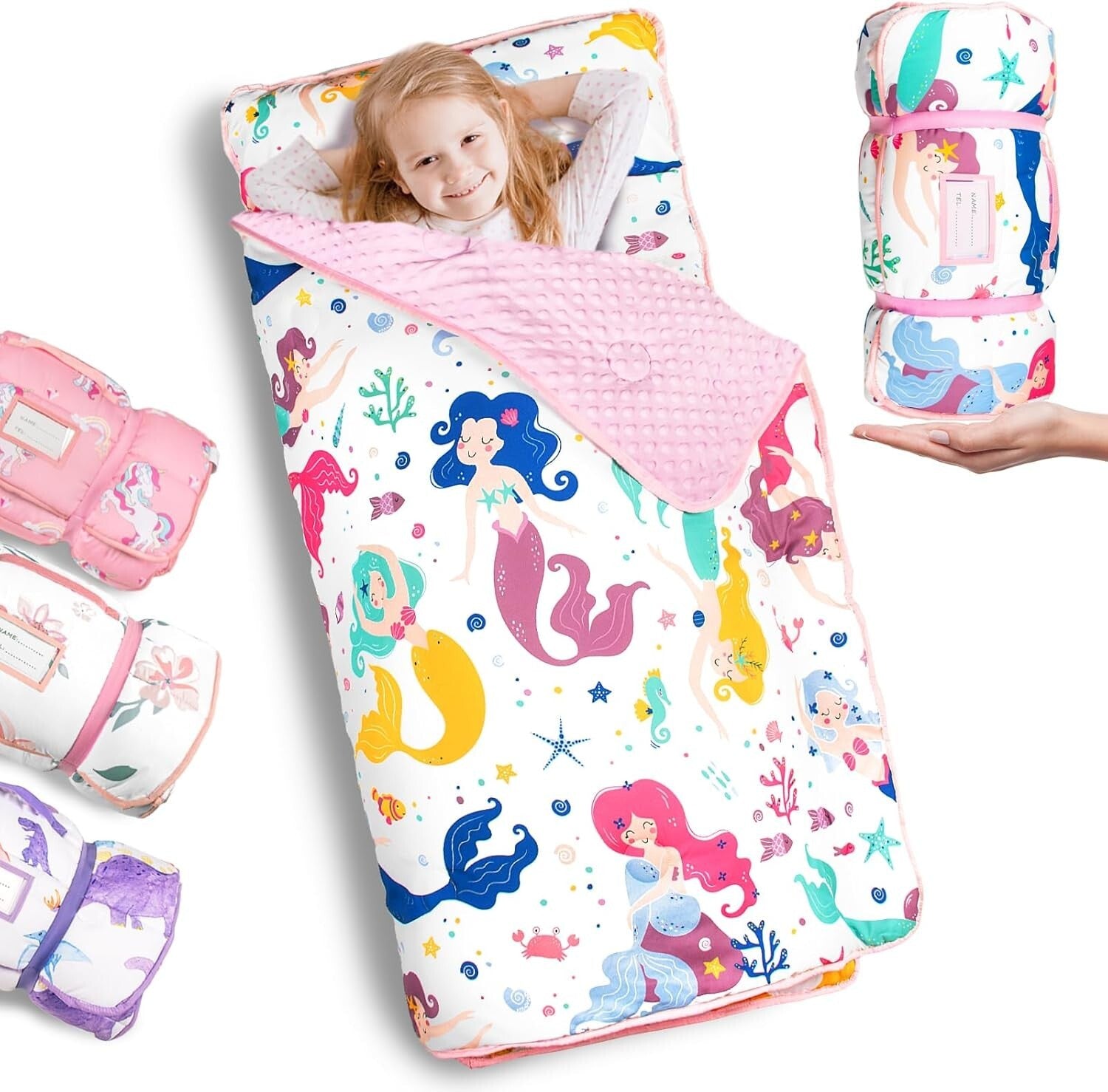 Cozy Machine Washable Nap Mat for Kids - Mermaid, Ideal for Preschool & Travel