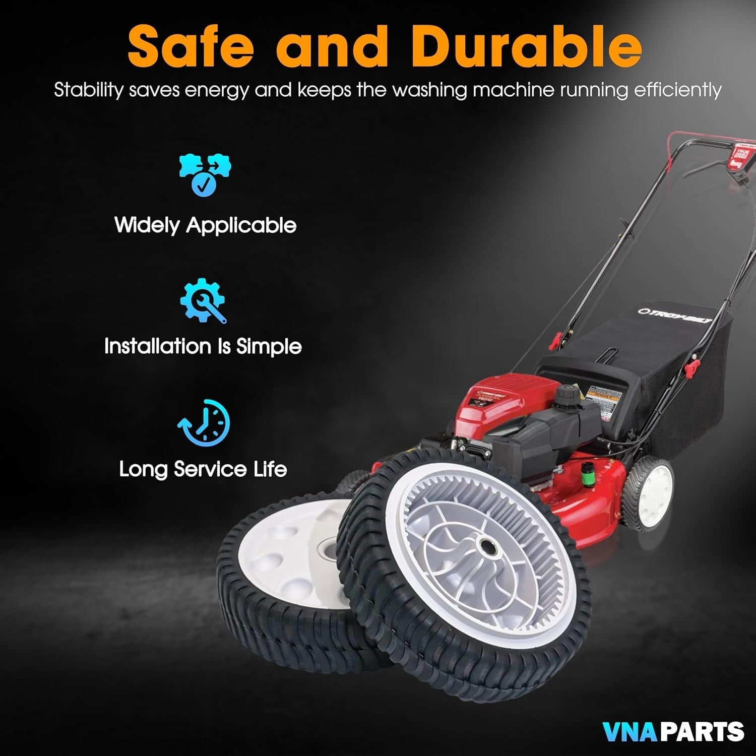 2x Durable 8-Inch Front Wheel Set for Troy-Bilt Lawn Mowers - Aftermarket Part