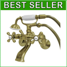 Load image into Gallery viewer, Solid Brass 6" Adjustable Vintage Wall-Mount Tub Faucet - Antique Elegance